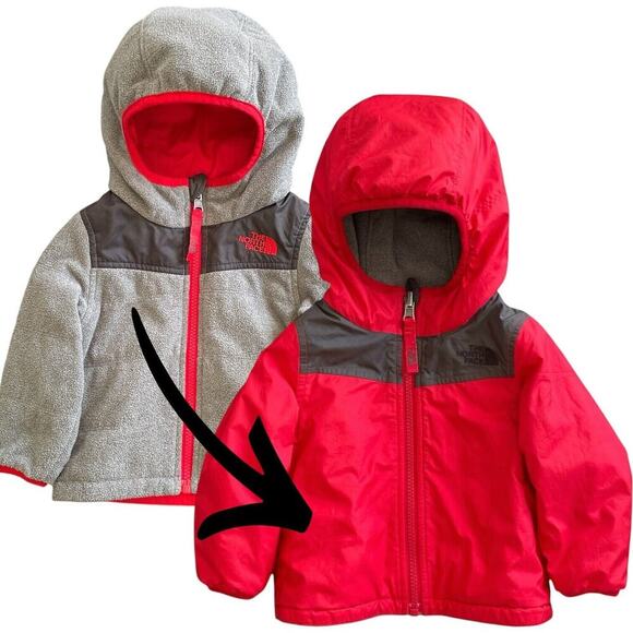 The North Face Other - North Face Reversible Winter Coat Sz 12-18M Puffer Fleece Red Outdoor Snow Warm